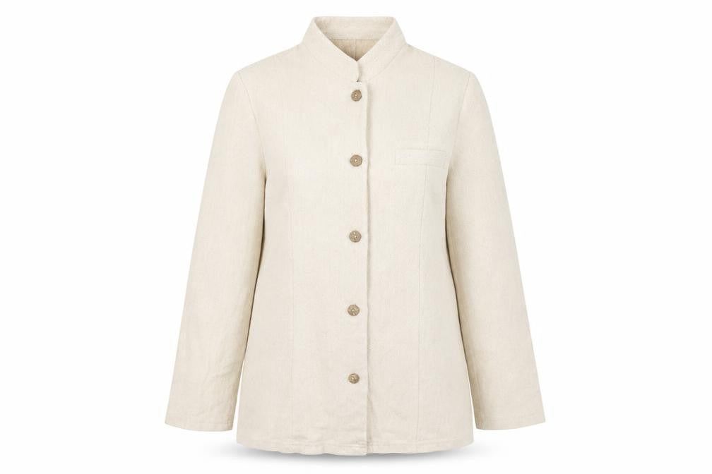 Preworn Womens Beige Jacket Size L Button