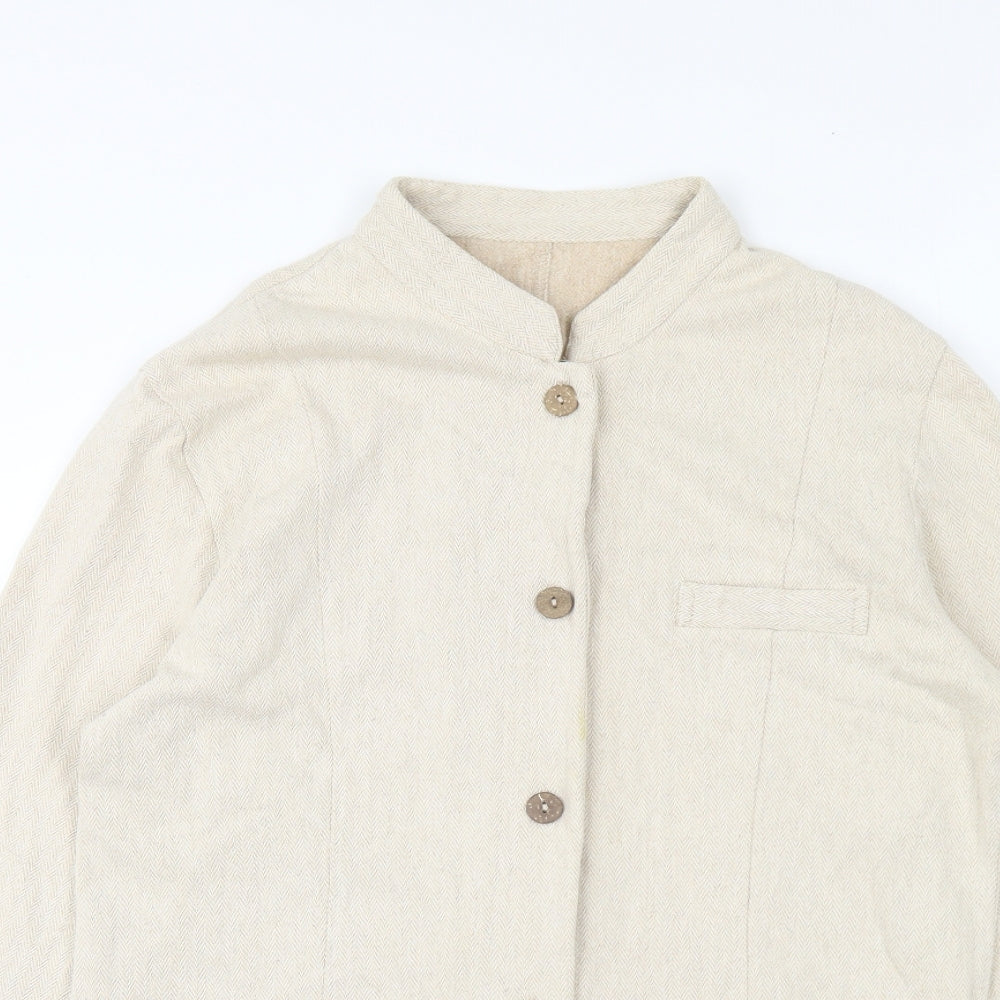 Preworn Womens Beige Jacket Size L Button