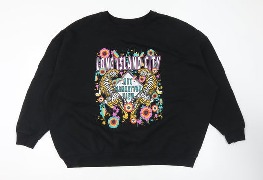 Preworn Womens Black Polyester Pullover Sweatshirt Size XL Pullover - Long Island City