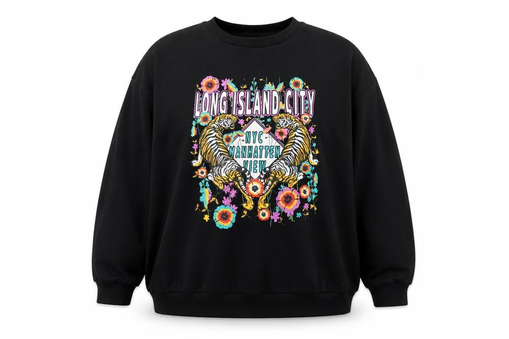 Preworn Womens Black Polyester Pullover Sweatshirt Size XL Pullover - Long Island City