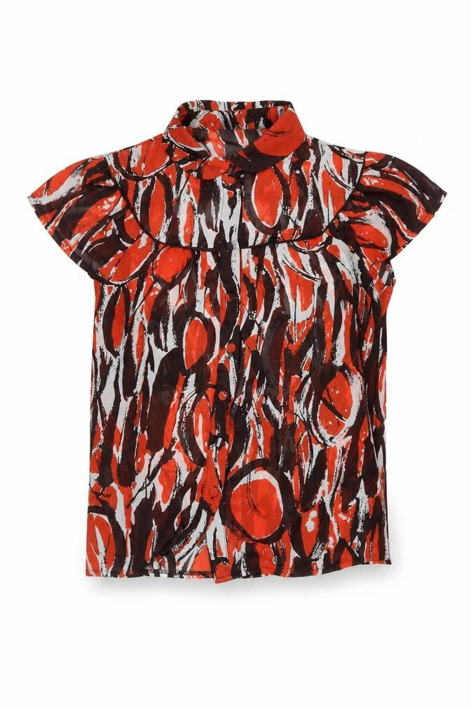 George Womens Multicoloured Geometric Polyester Basic Button-Up Size 10 Collared