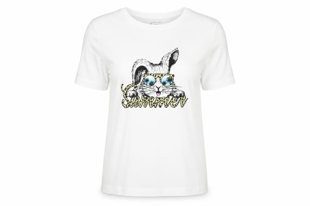 SheIn Womens White Polyester Basic T-Shirt Size XS Round Neck - Summer Rabbit