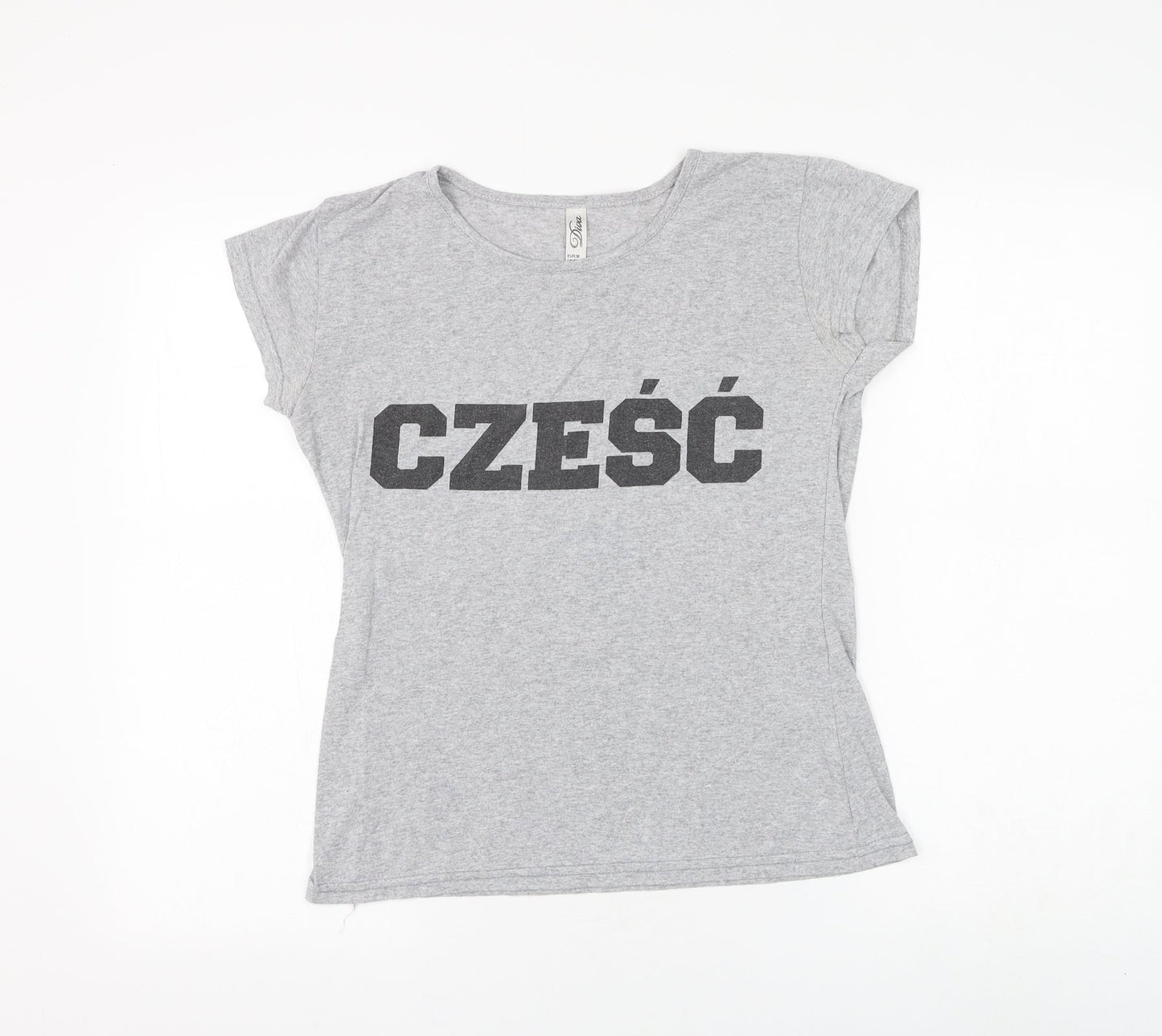 Diva Womens Grey Polyester Basic T-Shirt Size M Round Neck - Czesc (Hi)