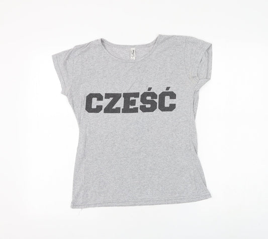 Diva Womens Grey Polyester Basic T-Shirt Size M Round Neck - Czesc (Hi)