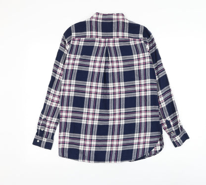 Preloved H&M Womens Plaid Cotton Basic Button-Up Size 4 Collared - Back