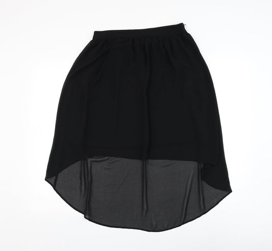 FOREVER 21 Womens Black Polyester Flare Skirt Size M Zip
