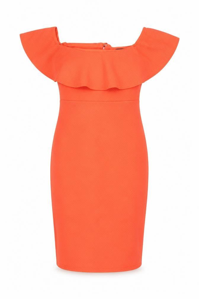 New Look Womens Red Polyester Bodycon Size 10 Boat Neck Zip