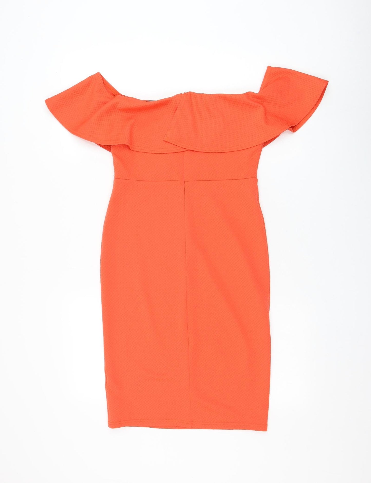 New Look Womens Red Polyester Bodycon Size 10 Boat Neck Zip