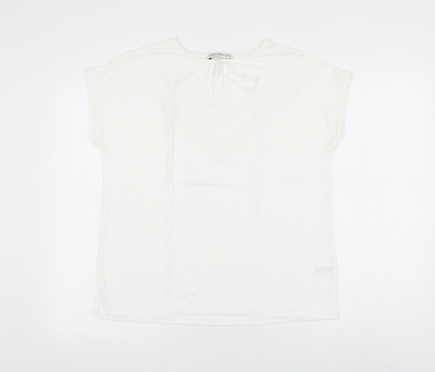 Gallery Womens White Polyester Basic Blouse Size S Round Neck