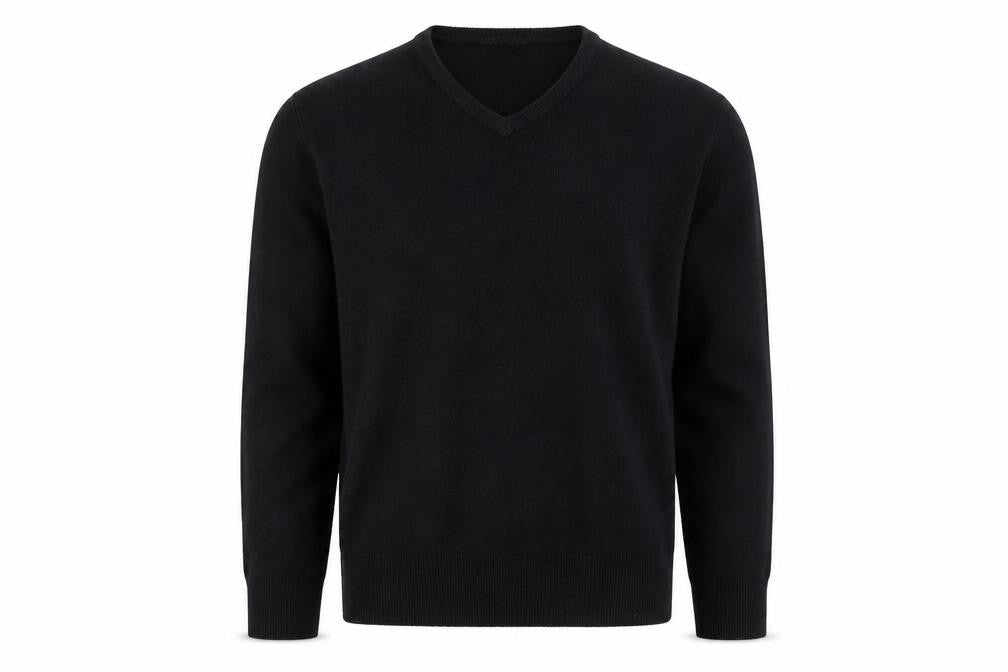 Cutting Edge Mens Black V-Neck Acrylic Pullover Jumper Size M