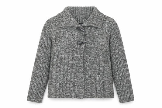 Debenhams Womens Grey Round Neck Acrylic Cardigan Jumper Size M - Toggle Closure