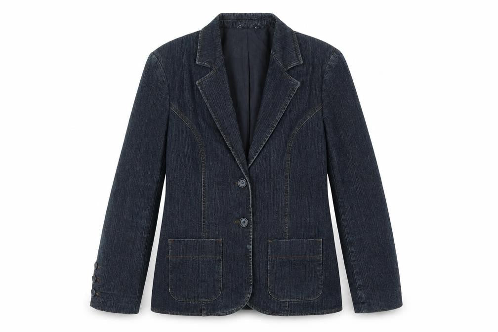 Preworn Womens Blue Cotton Jacket Blazer Size M - Pockets