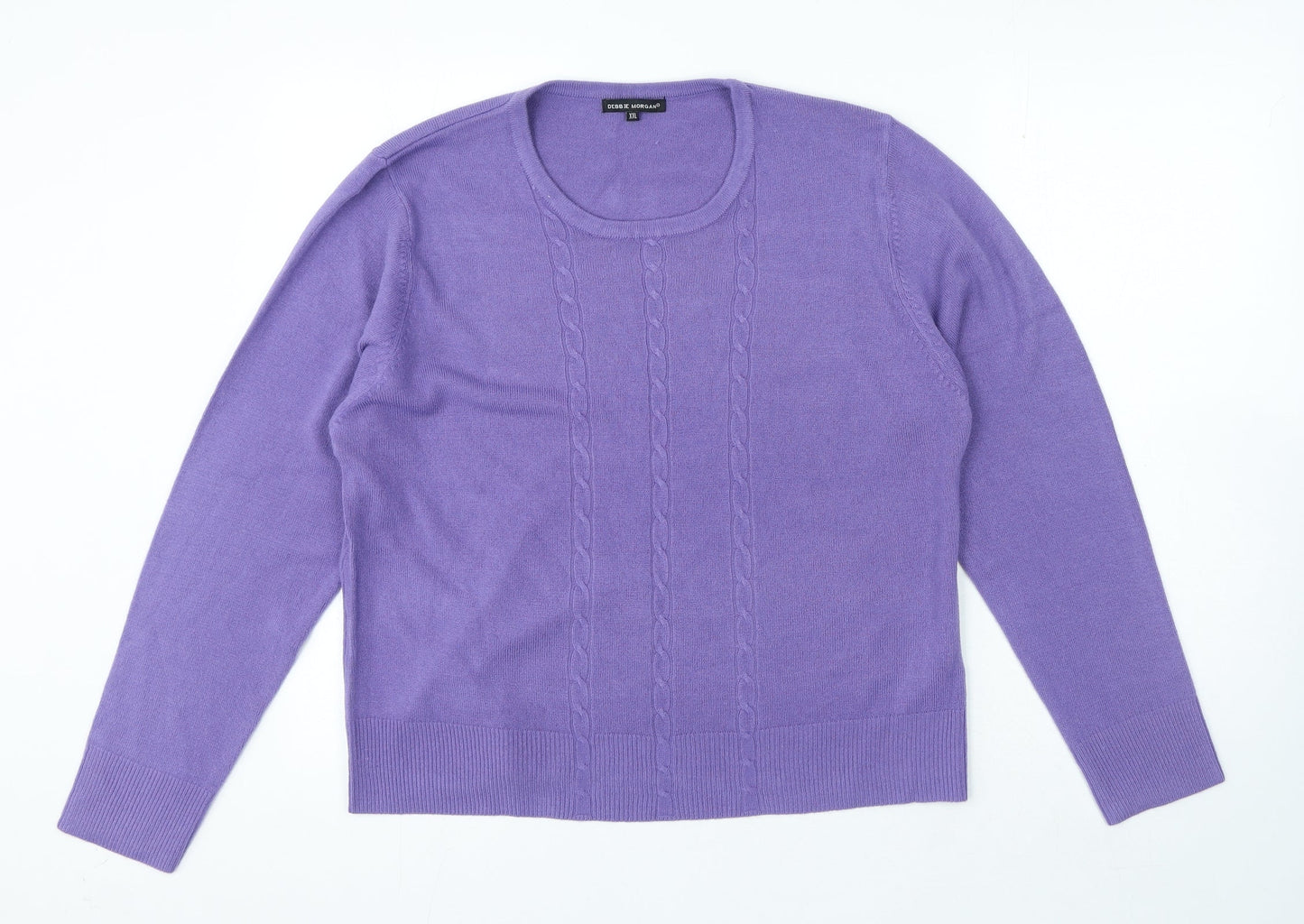 Debbie Morgan Womens Purple Round Neck Acrylic Pullover Jumper Size 2XL