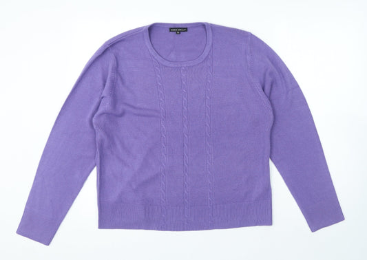 Debbie Morgan Womens Purple Round Neck Acrylic Pullover Jumper Size 2XL