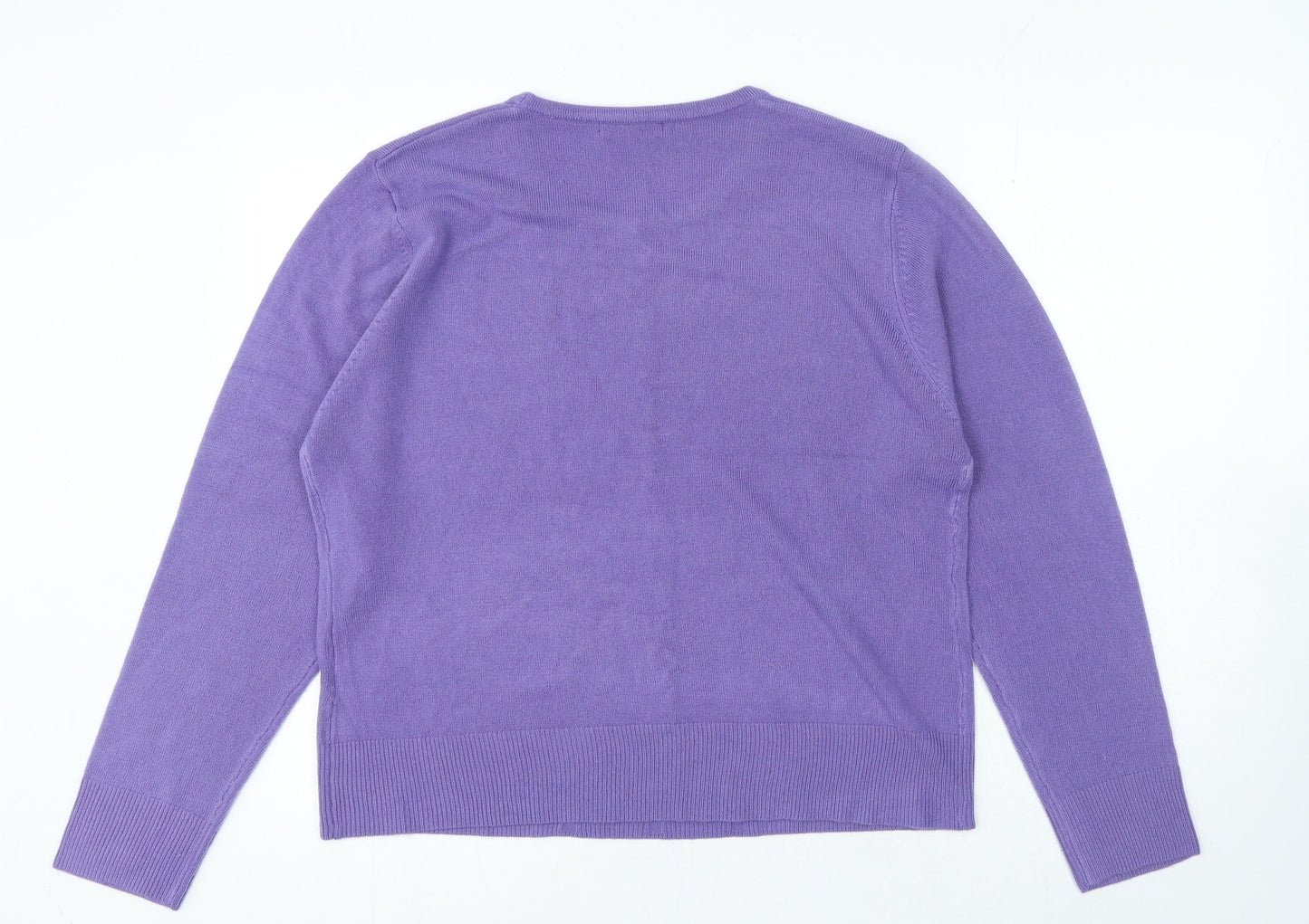 Debbie Morgan Womens Purple Round Neck Acrylic Pullover Jumper Size 2XL
