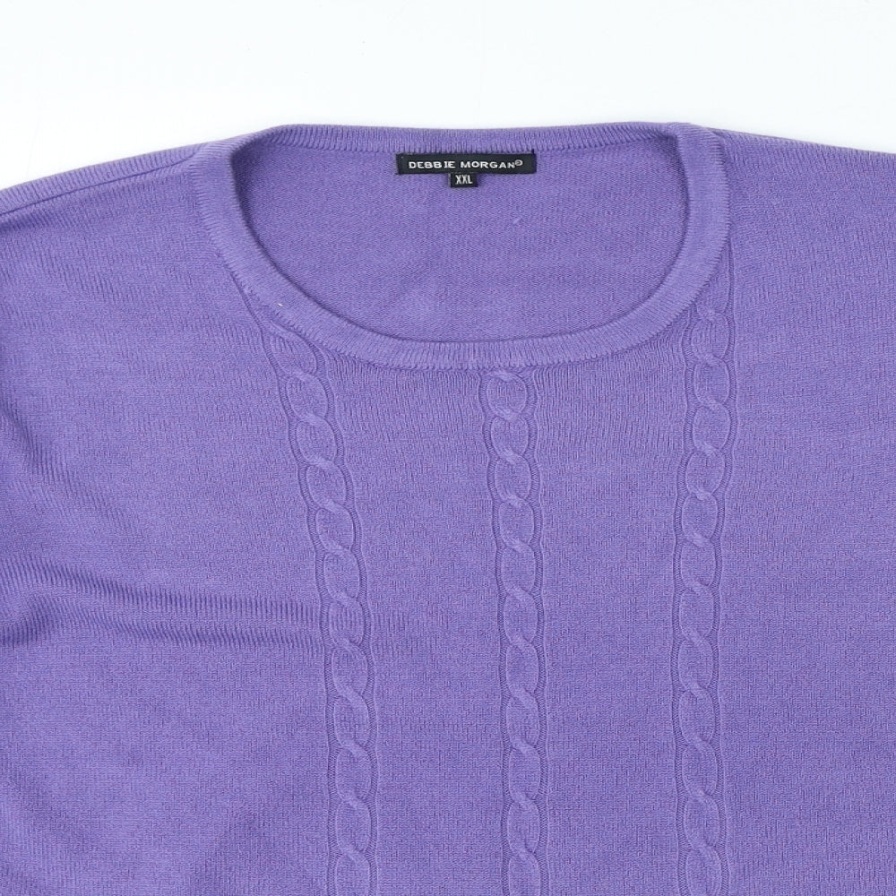 Debbie Morgan Womens Purple Round Neck Acrylic Pullover Jumper Size 2XL