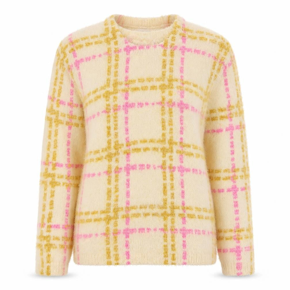 Miss Selfridge Womens Multicoloured Scoop Neck Check Nylon Pullover Jumper Size 8