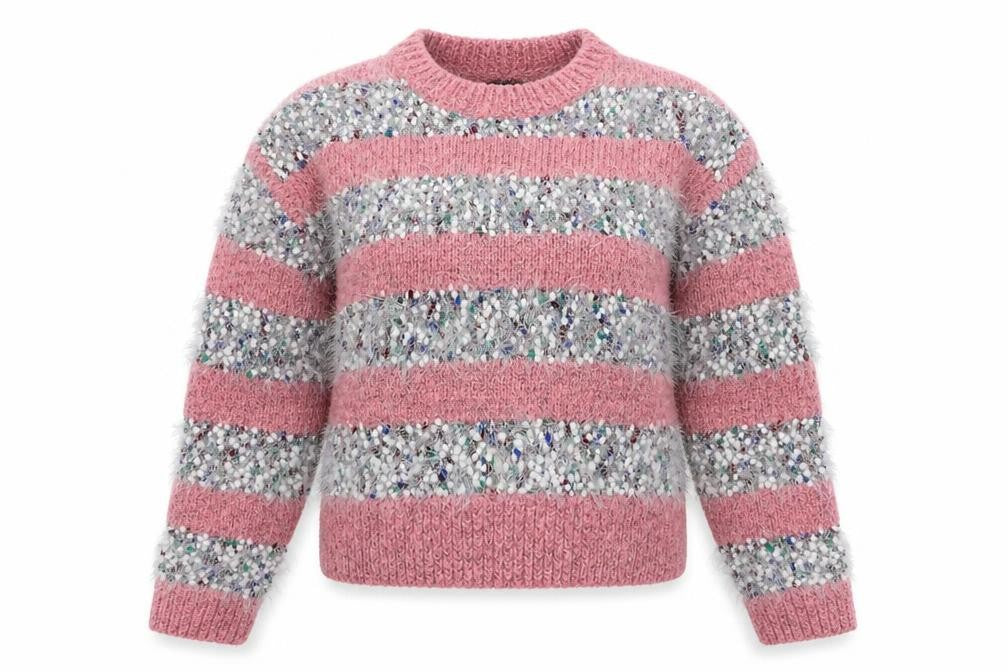 New Look Womens Multicoloured Crew Neck Striped Acrylic Pullover Jumper Size S