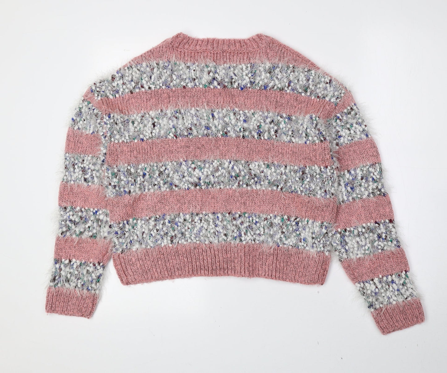 New Look Womens Multicoloured Crew Neck Striped Acrylic Pullover Jumper Size S