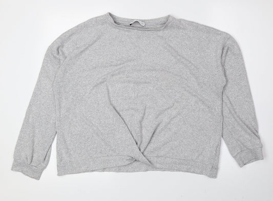 Marks and Spencer Girls Grey Boat Neck Viscose Pullover Jumper Size 15-16 Years Pullover