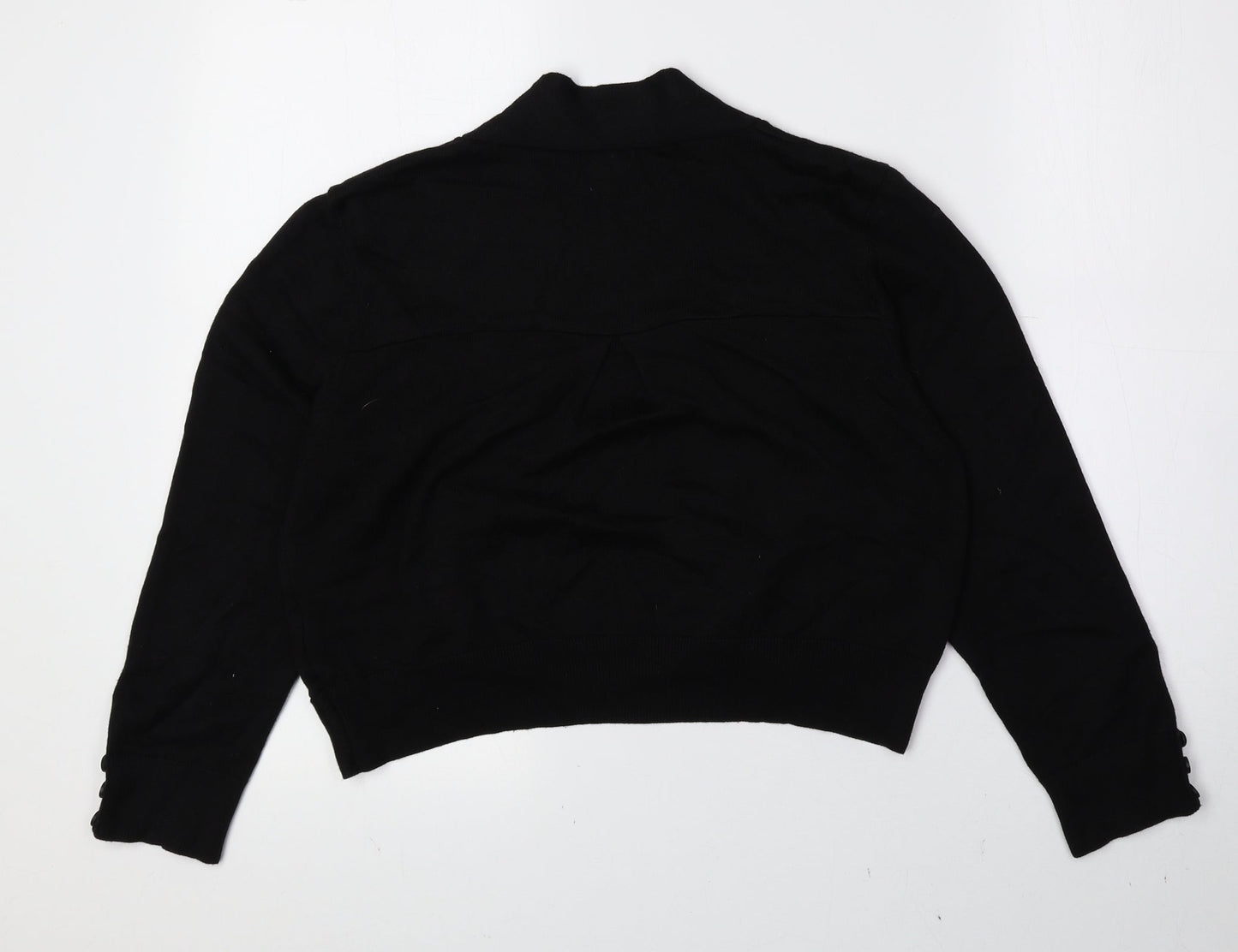 Wallis Womens Black V-Neck Cotton Cardigan Jumper Size M - Cropped