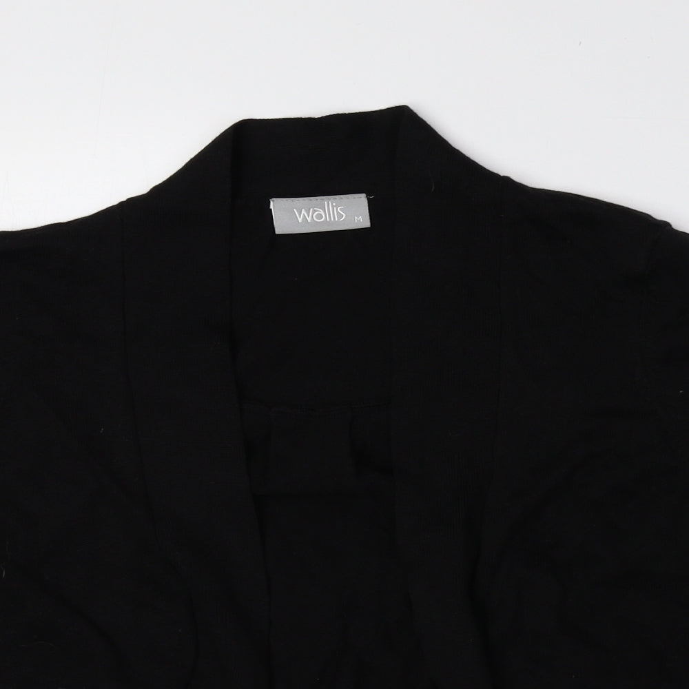 Wallis Womens Black V-Neck Cotton Cardigan Jumper Size M - Cropped
