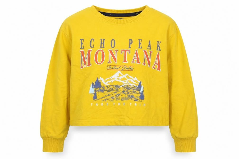 Studio Girls Yellow Cotton Pullover Sweatshirt Size 12-13 Years Pullover - Montana