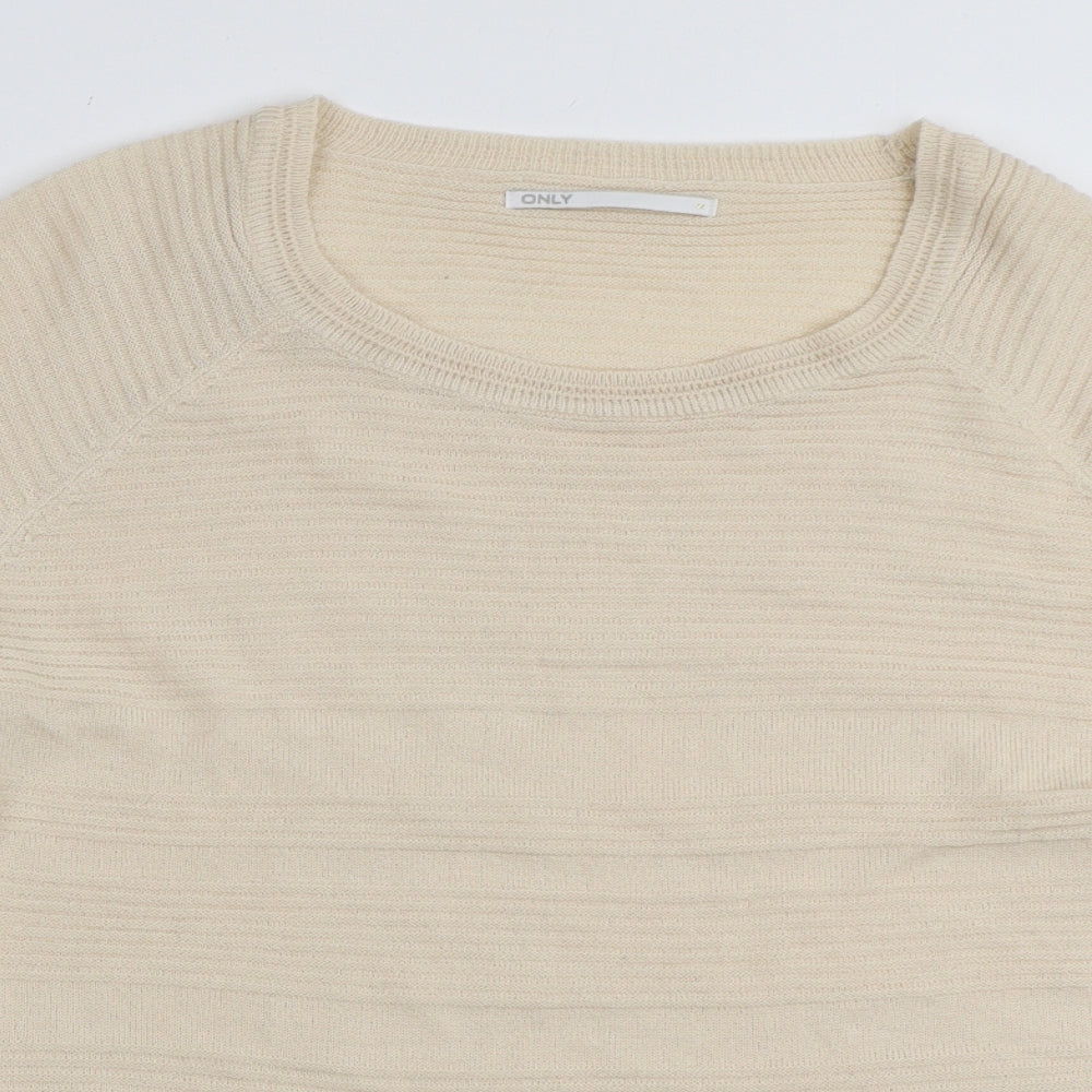 Only Womens Beige Round Neck Acrylic Pullover Jumper Size M