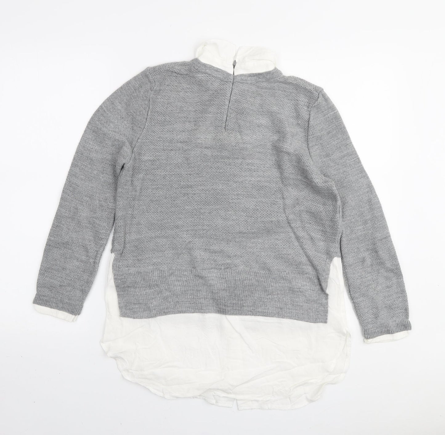 Topshop Womens Grey Collared Acrylic Pullover Jumper Size 8