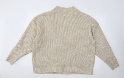Marks & Spencer Mens Beige V-Neck Acrylic Pullover Jumper Size XL