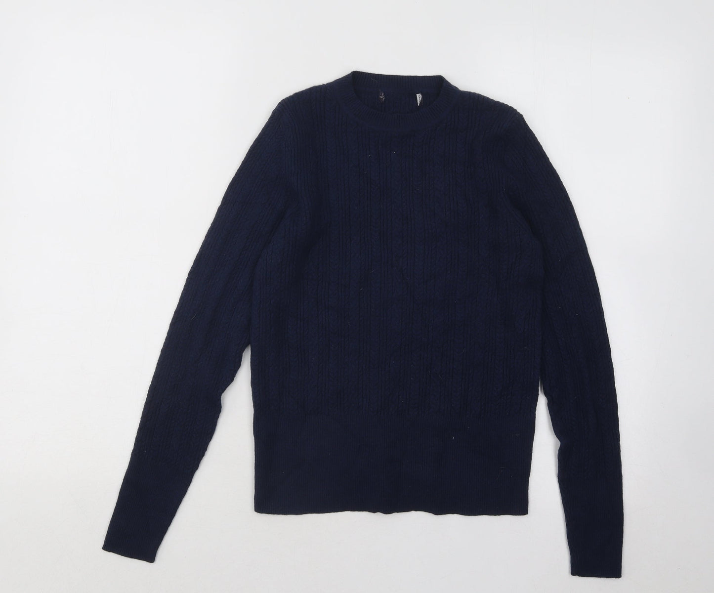 Marks and Spencer Womens Blue Round Neck Acrylic Pullover Jumper Size 12