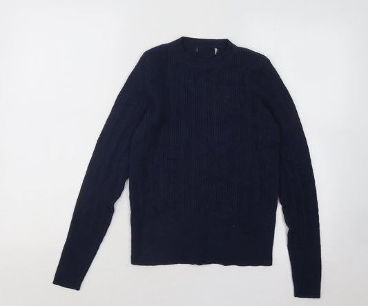 Marks and Spencer Womens Blue Round Neck Acrylic Pullover Jumper Size 12