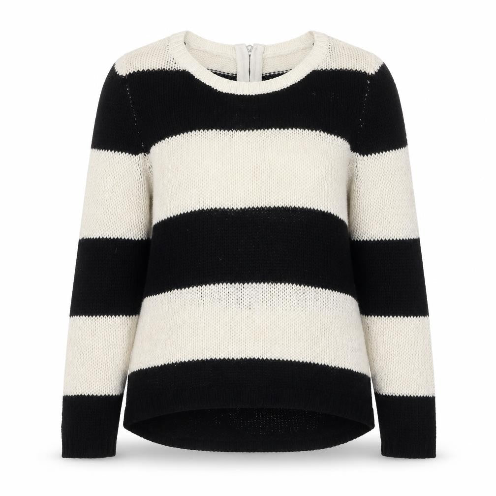 Divded Womens Black Boat Neck Striped Acrylic Pullover Jumper Size XS