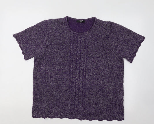 Bonmarché Womens Purple Round Neck Acrylic Pullover Jumper Size M