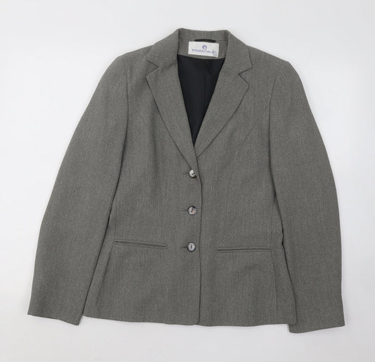 Essentials Womens Grey Jacket Blazer Size 10 Button