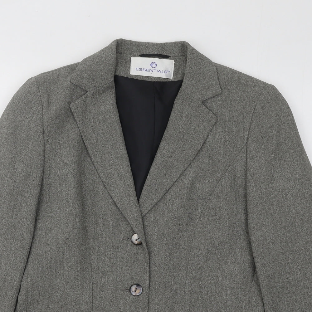 Essentials Womens Grey Jacket Blazer Size 10 Button