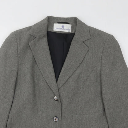 Essentials Womens Grey Jacket Blazer Size 10 Button