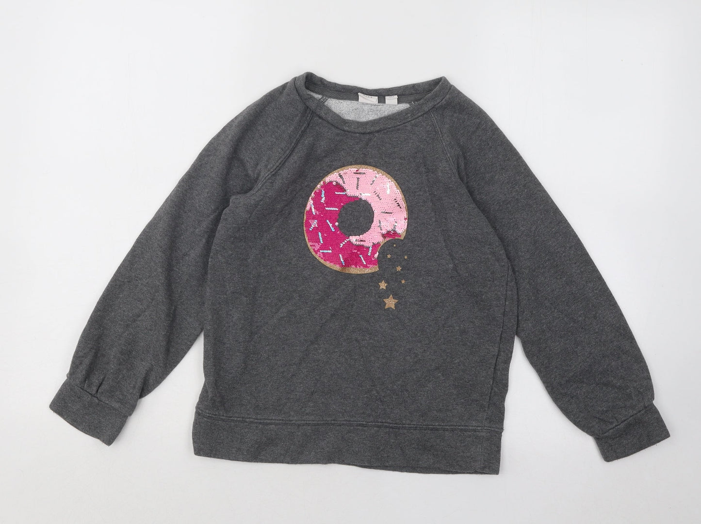 Gap Girls Grey Cotton Pullover Sweatshirt Size 8 Years Pullover - Donut