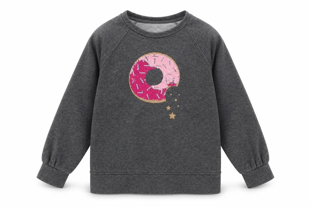 Gap Girls Grey Cotton Pullover Sweatshirt Size 8 Years Pullover - Donut
