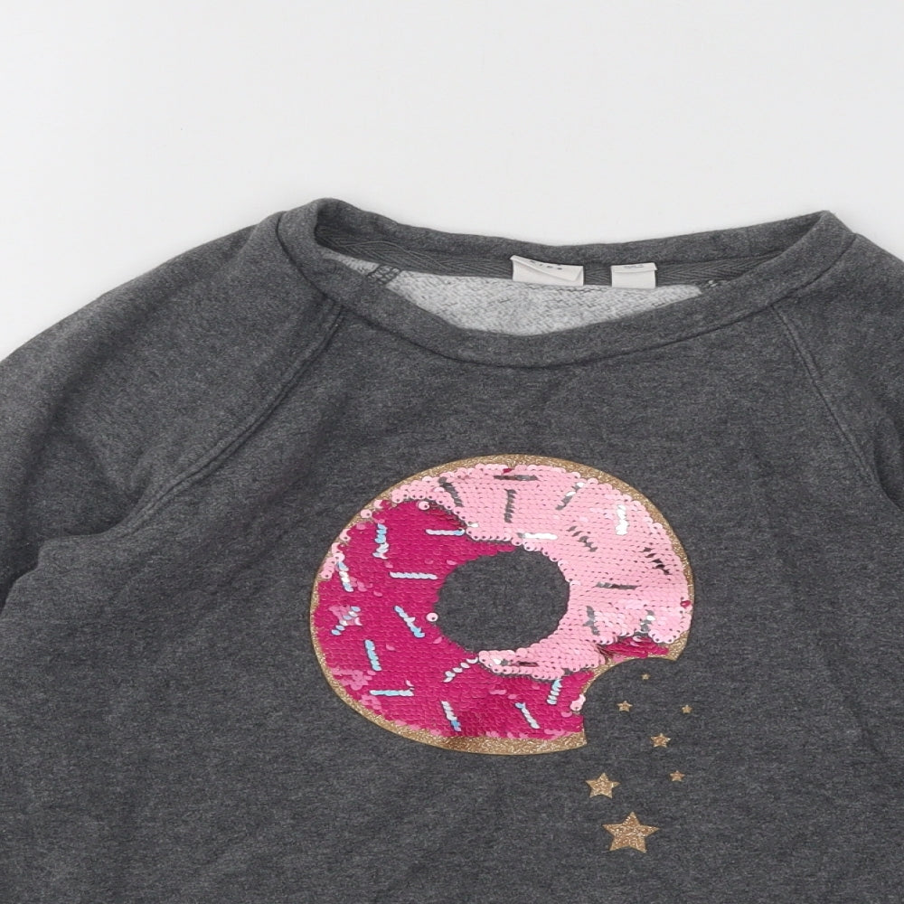 Gap Girls Grey Cotton Pullover Sweatshirt Size 8 Years Pullover - Donut