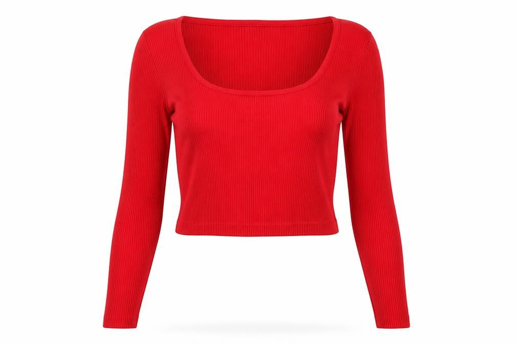 Cherry Koko Womens Red Square Neck Cotton Pullover Jumper Size M - Ribbed