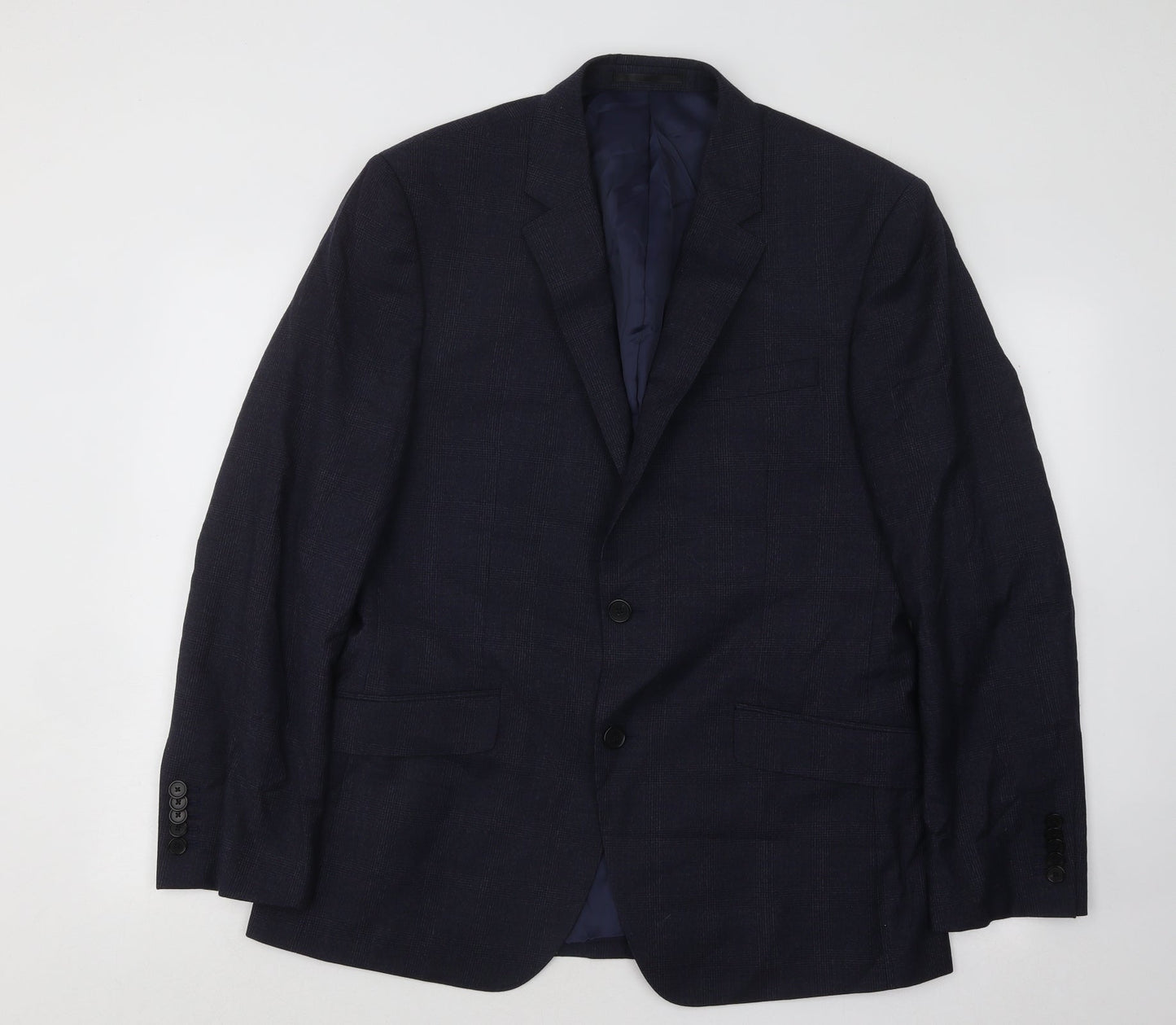 T.MLEWIN Mens Blue Plaid Wool Jacket Suit Jacket Size 40