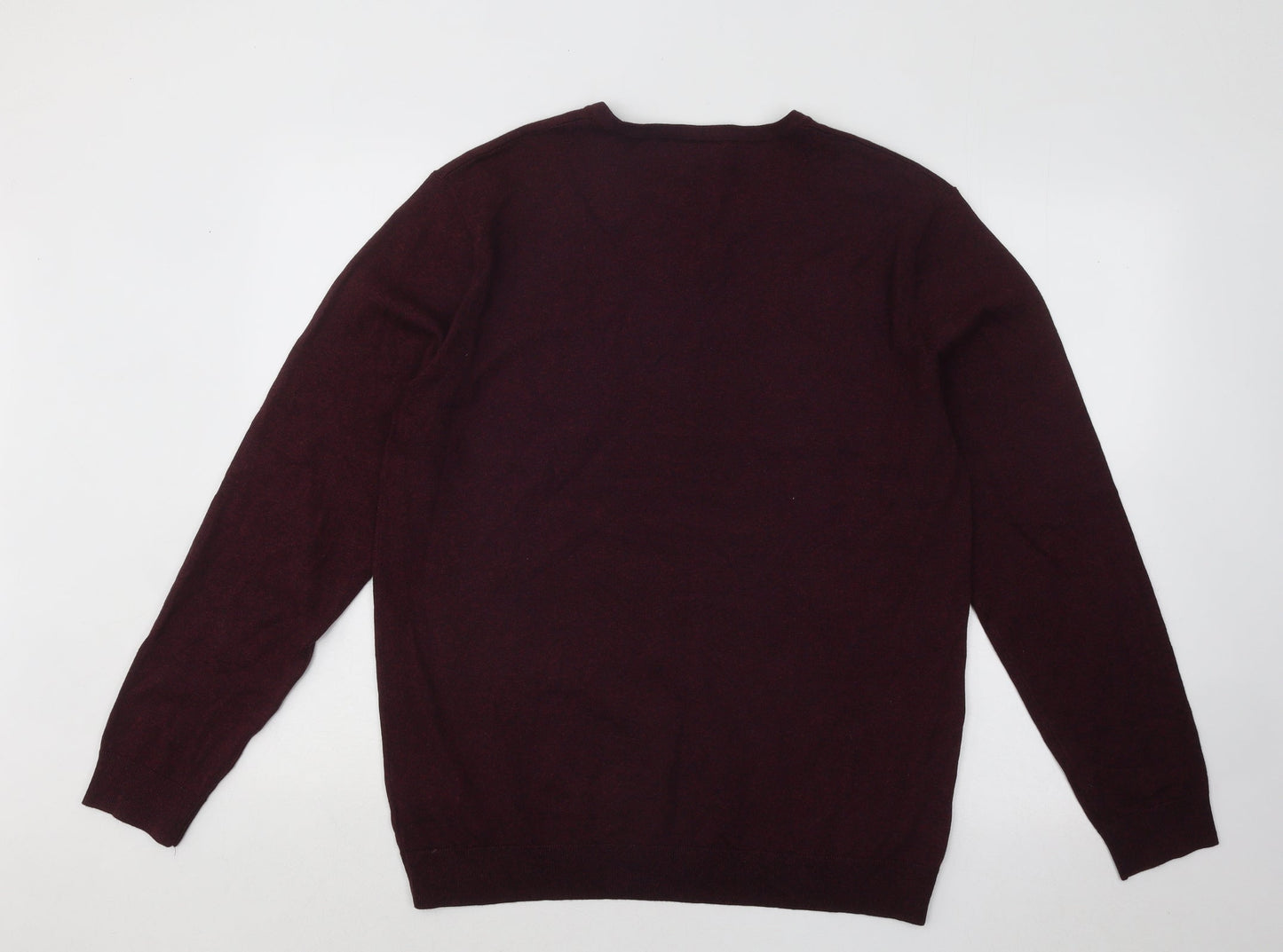NEXT Mens Red V-Neck Cotton Pullover Jumper Size L