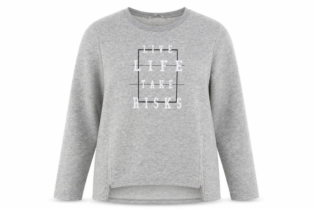 Peacocks Womens Grey Cotton Pullover Sweatshirt Size 12 Pullover - Live Life Take Risks