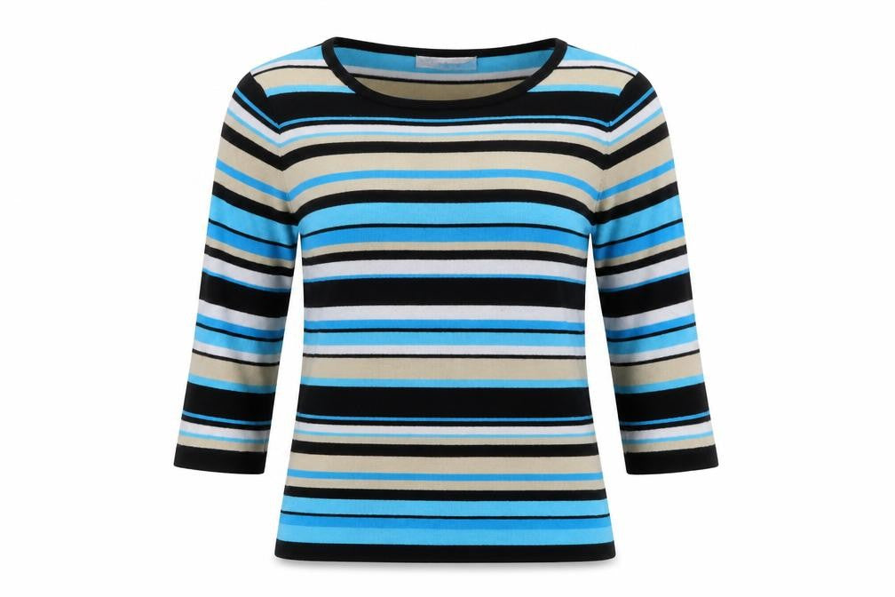 Fabrizio Womens Multicoloured Round Neck Striped Viscose Pullover Jumper Size M