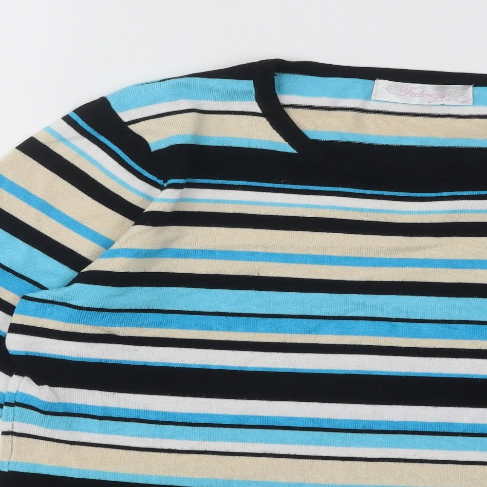 Fabrizio Womens Multicoloured Round Neck Striped Viscose Pullover Jumper Size M