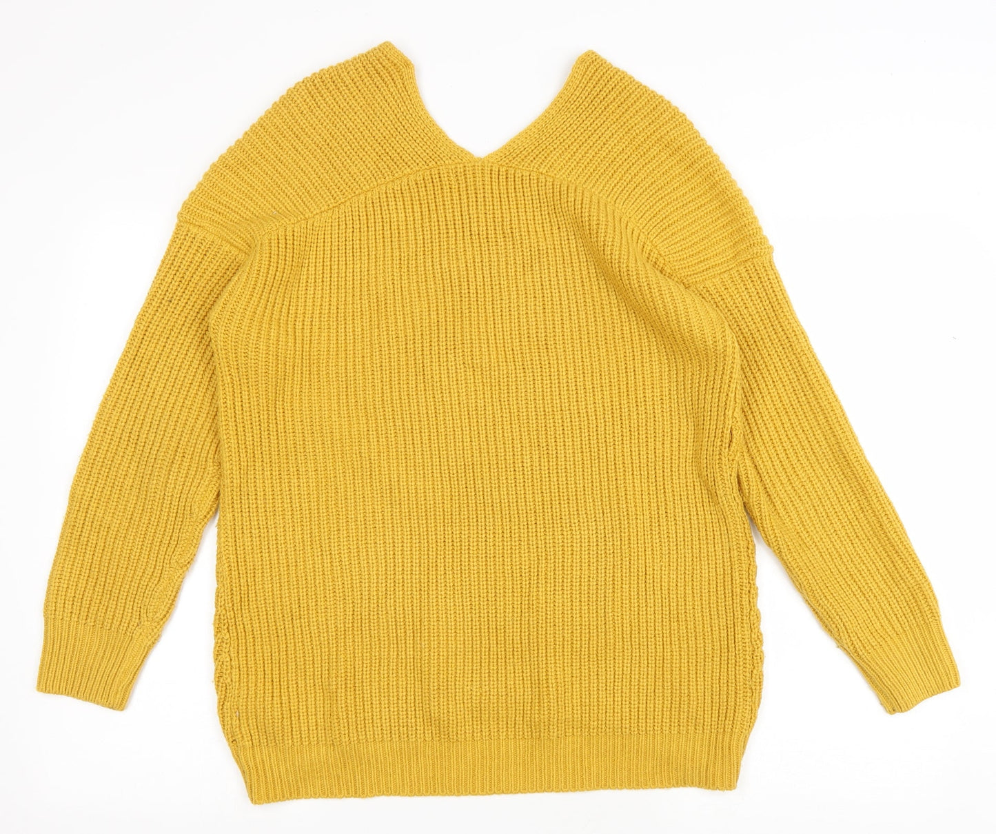 New Look Womens Yellow V-Neck Acrylic Pullover Jumper Size S