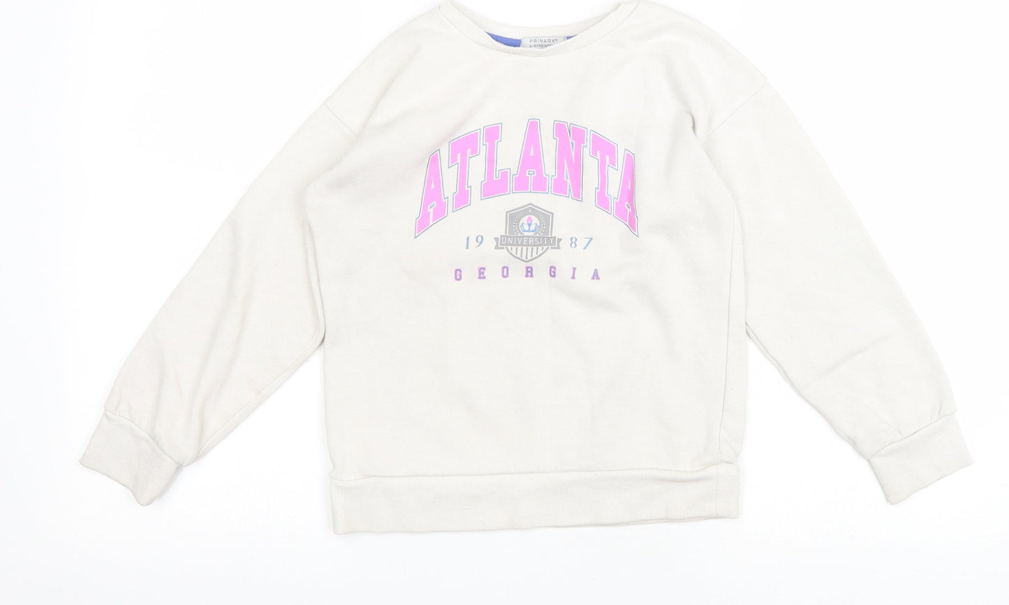 Primark Girls White Polyester Pullover Sweatshirt Size 9-10 Years Pullover - Atlanta