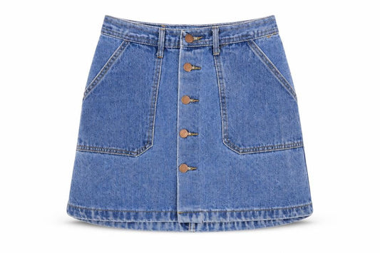 Yimeixuan Jeans Womens Blue Cotton Mini Skirt Size M Button