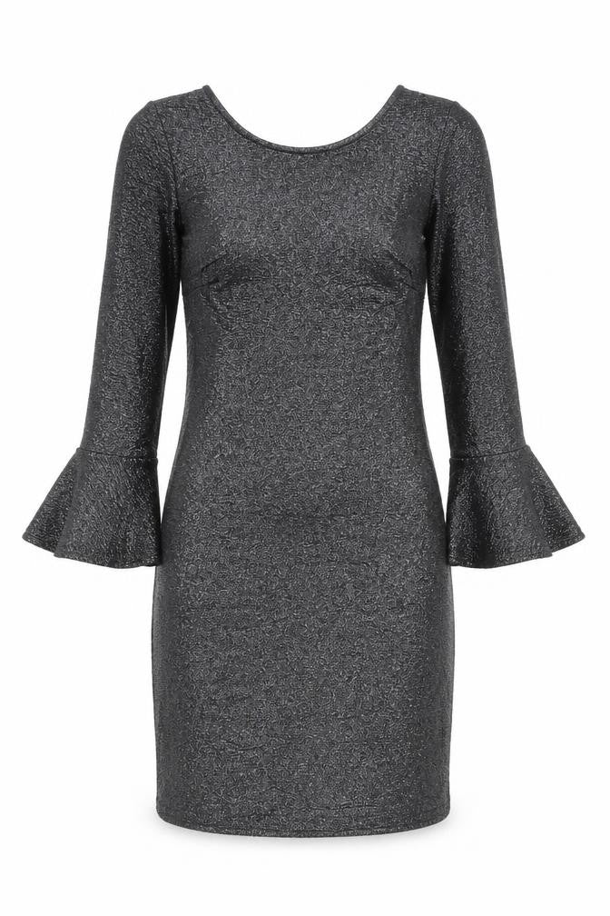 F&F Womens Silver Polyester Mini Size 6 Round Neck Pullover - Bell Sleeve